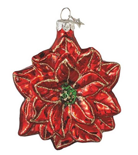 Legend of Christmas Poinsettia Glass Ornament