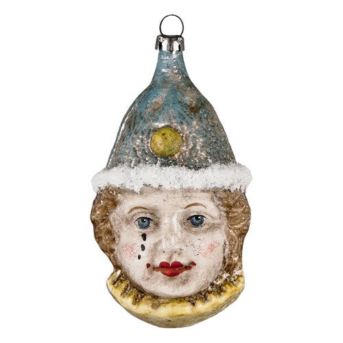 Vintage mouthblown Christmas Glass ornament “Clown with blue Cap” by MAROLIN® Germany