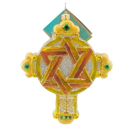 Christopher Radko FAITHFUL TESTAMENT Blown Glass Ornament Jewish Ethnic Cross