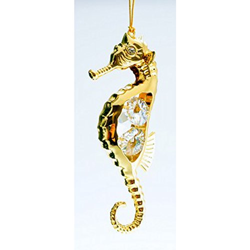 Seahorse 24k Gold Plated Ornament with Spectra Crystals by Swarovski Nautical…