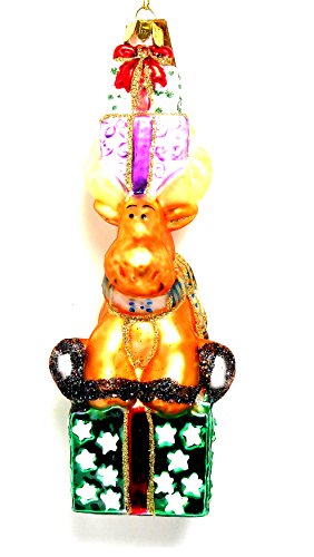 Margaret Cobane Christmoss Moose Glass Christmas Ornament