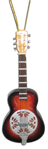 Miniature Brown Burst Dobro Resonator Guitar Christmas Ornament 4″