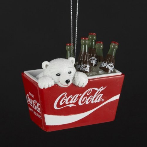 Coca-Cola Kurt Adler Polar Bear Cub in Coke Cooler Ornament, 2.75-Inch