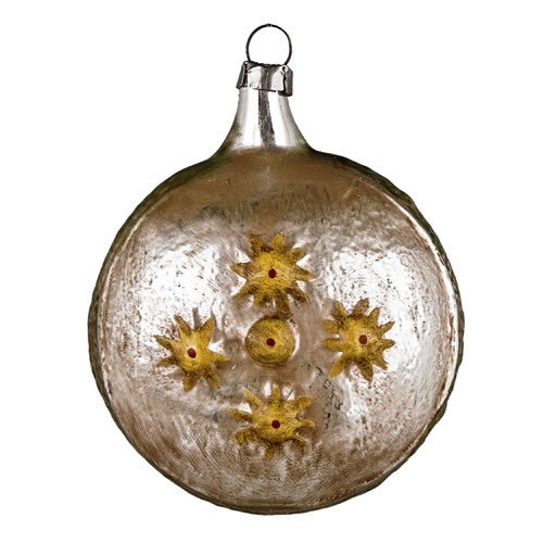 Vintage mouthblown Christmas Glass ornament “Ball with Christmastree and Stars” by MAROLIN® Germany