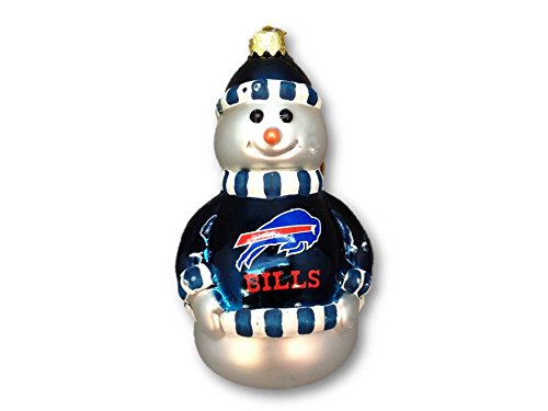 NFL Buffalo Bills Glass Snowman Christmas Ornament