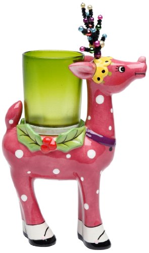 Appletree Design 62016 Deer with Glass Votive Holder, 4-3/8 by 5-3/4 by 2-3/8-Inch, Pink