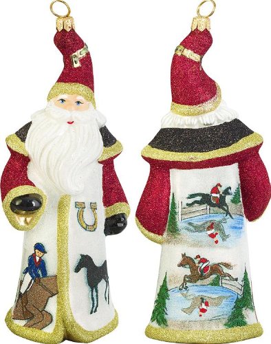 Glitterazzi Equestrian Santa Glass Christmas Ornament – New for 2013 – Joy to the World Collectibles