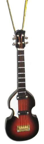 Miniature Hoffner Bass Guitar Christmas Ornament Brown Burst 4″