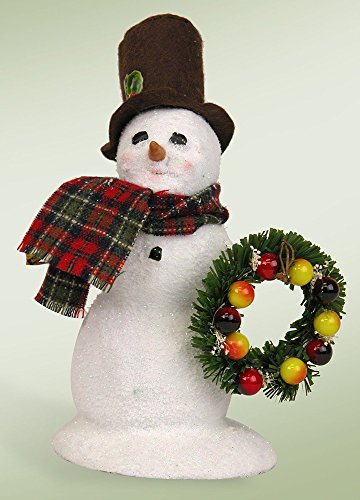 8″ Small Snowman with Wreath Christmas Caroler Figure