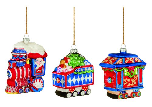 Marquis by Waterford Train Ornaments, Set of 3, Red