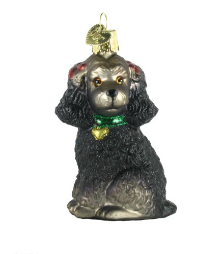 Old World Christmas Poodle Glass Ornament- Black