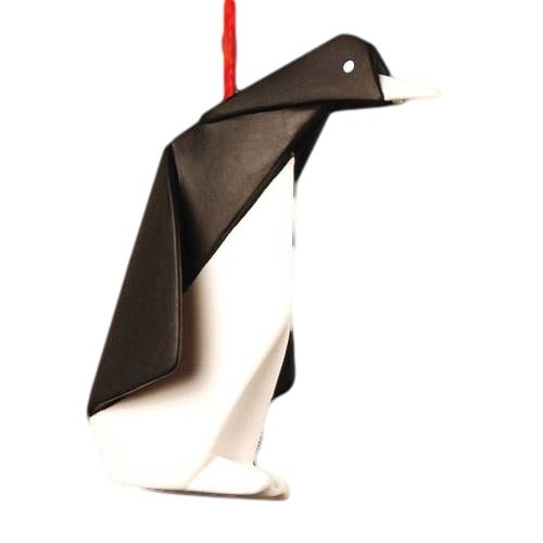 Origami Style Penguin Christmas Tree Ornament, Porcelain, 3.5 Inches