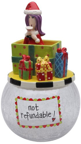 Appletree Design 62673 Lady in The Box Cookie Jar with Seasonal Design, Ceramic/Glass, 6 by 10-5/8 by 6-Inch