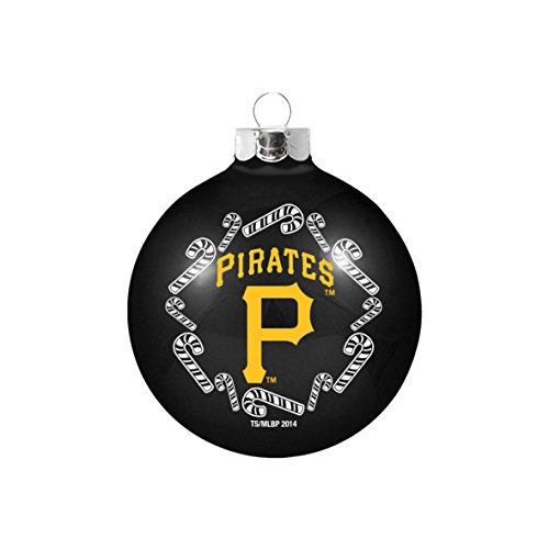 Pittsburgh Pirates 2-5/8″ Candy Cane Glass Ball Ornament