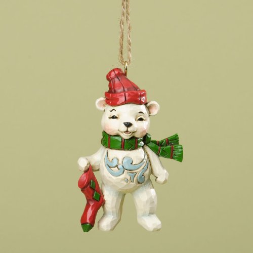 Jim Shore for Enesco Heartwood Creek Christmas Polar Bear Ornament, 3.875-Inch