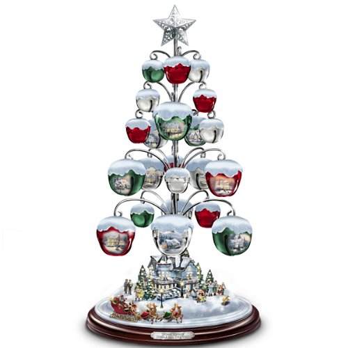 Thomas Kinkade Jingle All The Way Bell Ornament Tabletop Christmas Tree by The Bradford Exchange