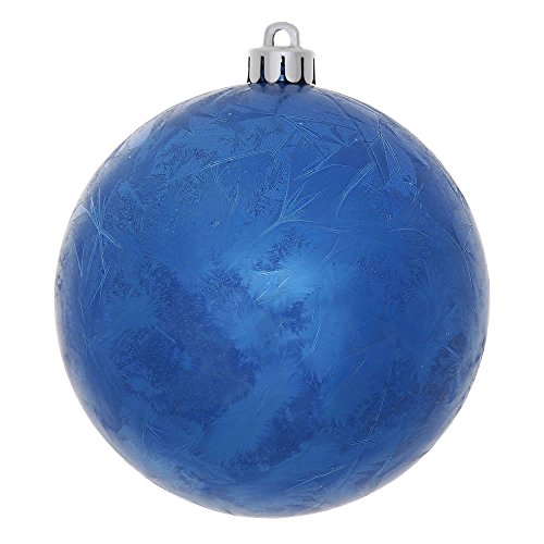 6″ Blue Crackle Ball Ornament UV Drilled 4/Bag