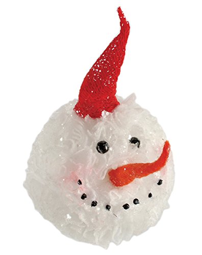 Blossom Bucket Lighted Snowman Head with Red Hat Ornament
