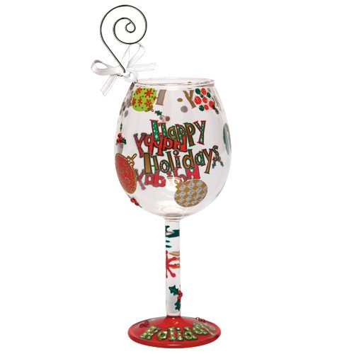 Santa Barbara Design Studio Lolita Holiday Mini-Wine Ornament, Happy Holidays