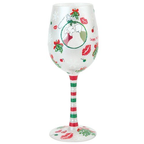 Santa Barbara Design Studio GLS11-5529J Lolita Love My Wine Hand Painted Glass, Mistletoe Me