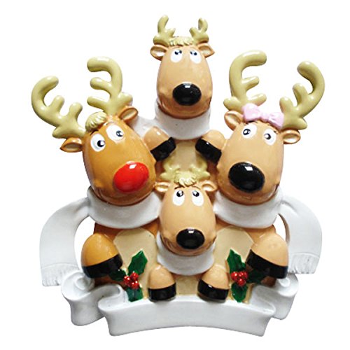 Polar X Christmas Ornament Reindeer Family of 4 With Scarves Christmas Ornament