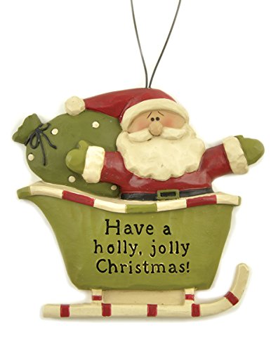 Blossom Bucket “Holly Jolly” Santa In Sleigh Ornament