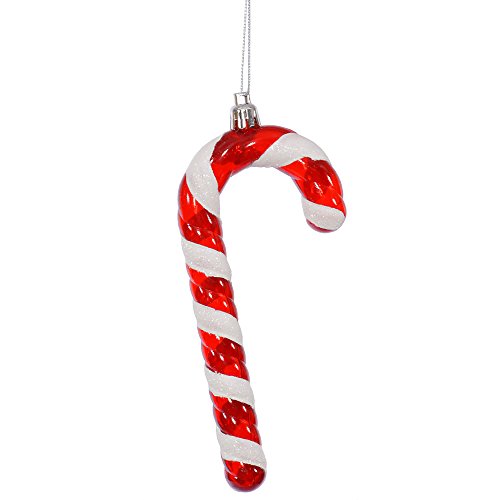 Vickerman Christmas Trees O134306 Candy Cane Ornament, 6-Inch, Red/White, Set of 8