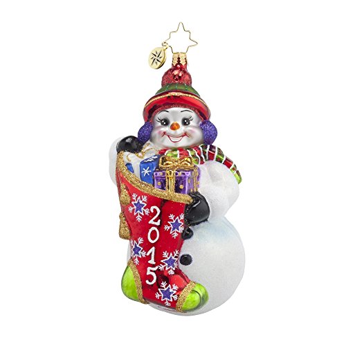Christopher Radko 2015 a Year to Give Snowman Christmas Ornament