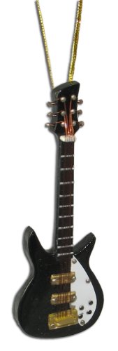 Miniature Black Electric Guitar Christmas Ornament 4″