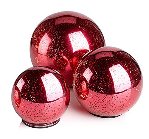 Winter Lane Set of 3 Mercury Glass Ornaments ~ Burgundy (Red)
