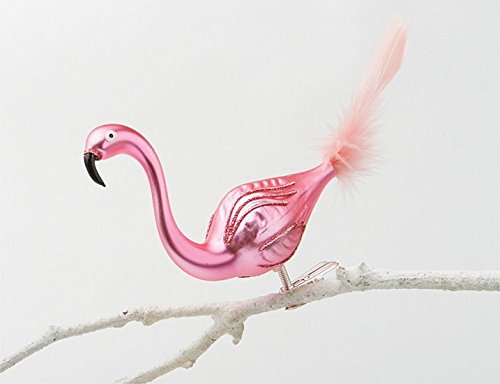 Christinas World Pink Flamingo Czech Blown Glass Clip On Christmas Ornament
