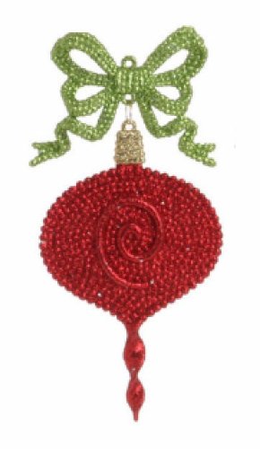 6″ Christmas Brites Festive Red and Lime Green Christmas Onion Ornament