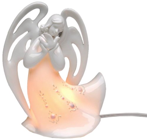 Appletree Design Heaven and Earth Peaceful Angel, Lighted, 7-Inch Tall, Includes Light Bulb and Cord