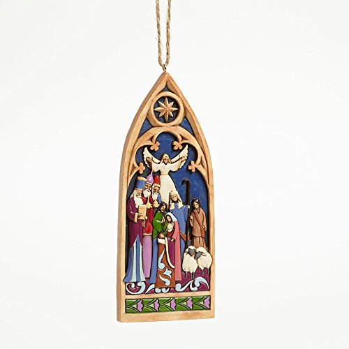Jim Shore Heartwood Creek Cathedral Hand Painted Window Nativity Hanging Ornament