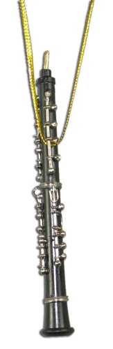 Miniature Black Wood Oboe Christmas Ornament 3.125″
