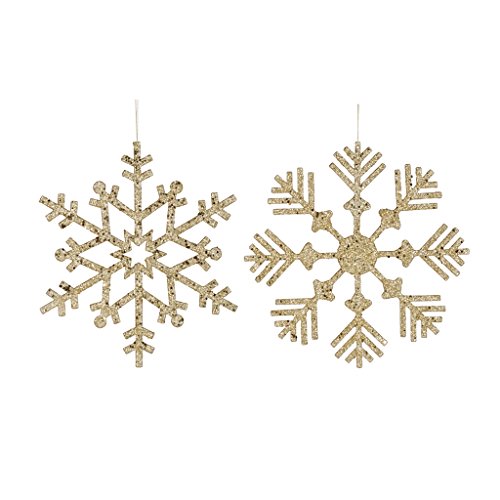Vickerman 395790 – 12″ Gold Glitter Snowflake Christmas Tree Ornament (2 pack) (M157408)
