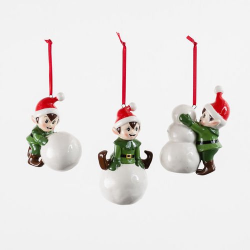 Vintage Snowball Elf Ornament Set of 3 By One Hundred 80 Degrees