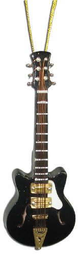 Miniature Chet Atkins Guitar Christmas Ornament Black 4″