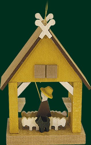 Hanging Christmas Tree House Shaped Ornament Shepherd Man, 3.2 Inches