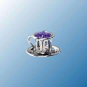 Chrome Plated Tea Cup Free Standing – Purple – Swarovski Crystal