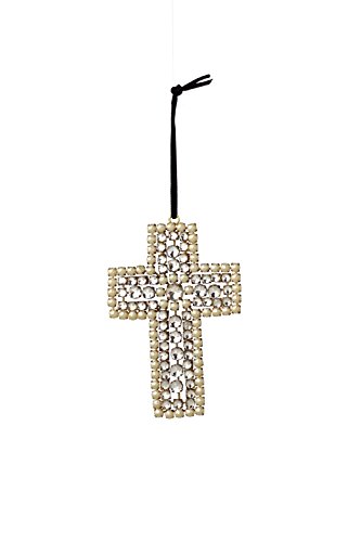 Sage & Co. XAO17050 5″ Crystal Pearl Cross Ornament