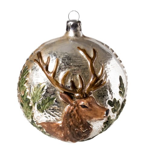 Vintage mouthblown Christmas Glass ball “Stag Head” by MAROLIN® Germany