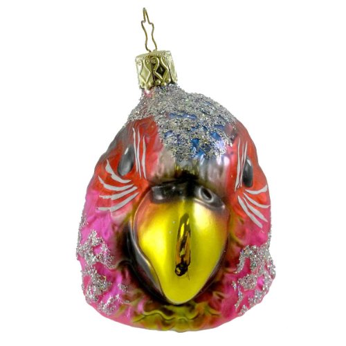 Inge Glas FANCY FEATHERS Blown Glass Ornament Parrot Bird 100802