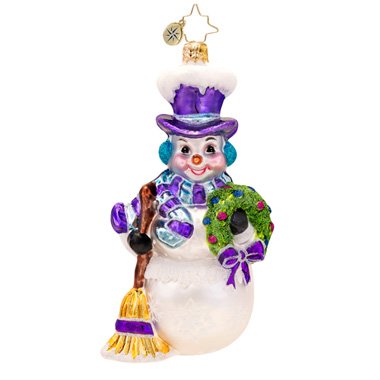 Christopher Radko Nippy the Snowman Glass Christmas Ornament 2014