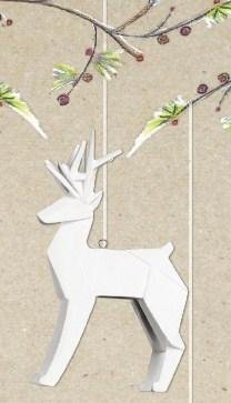 One Hundred 80 Degrees Porcelain White Deer Ornament
