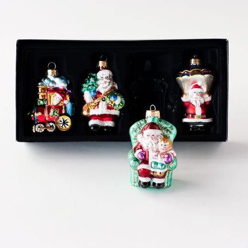 Set of Four Vintage Style Santa Ornaments