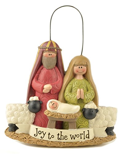 Joy to the World Holy Family Nativity 4 inch Resin Stone Christmas Ornament