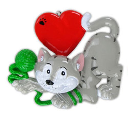 Personalized Christmas Ornament Cat Lover Ornament (Grey)