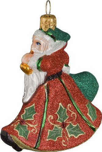 Glitterazzi Mini Trumpeting Holly Berry Red Santa Christmas Ornament