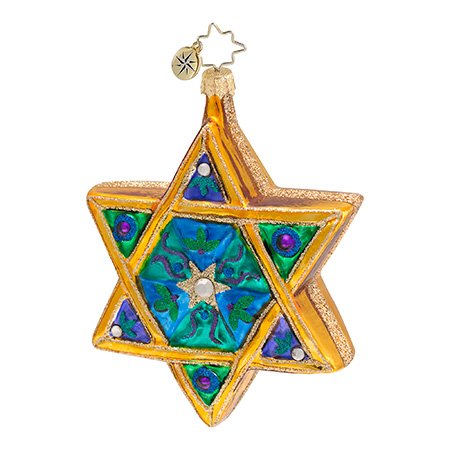 Christopher Radko Glass Jewish Seal of Solomon Hanukkah Ornament #1016593